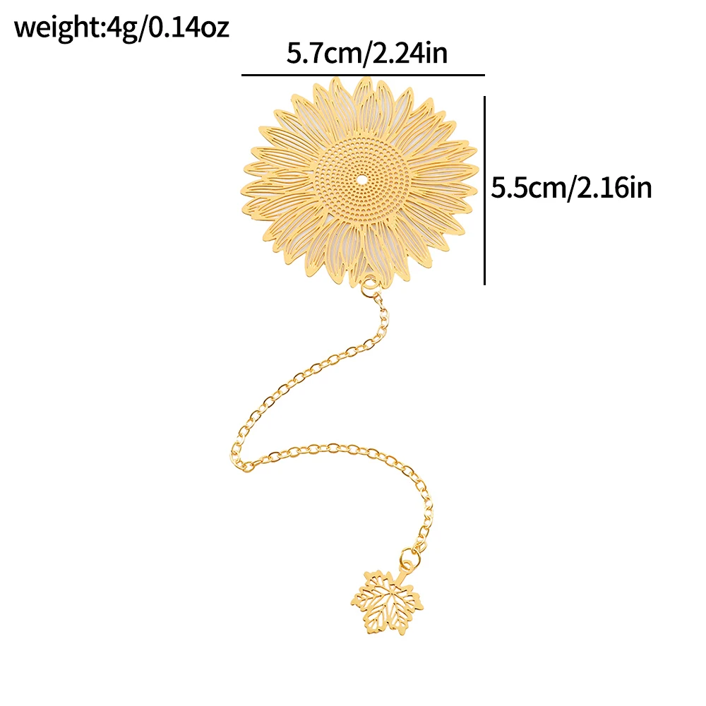 Metal Bookmark Bookmarks Stationery Supplies 1Pcs Handmade Flower Bookmark Sunflower & Lotus Brass For Book Lovers Reading Markers