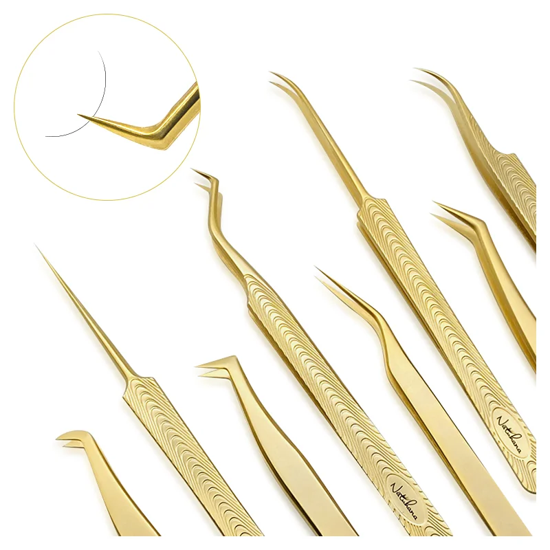 NATUHANA Professional Eyelash Tweezers False Lashes Volume Lash Tweezer Storage Stainless Steel Makeup Tools