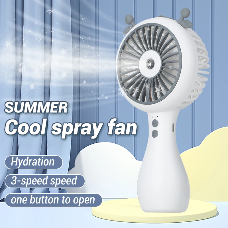 

Mini Portable Fan 3 Speed 2 Humidifying Spray Mode Water Fan Summer USB Charging Air Condition Handheld Fan Outdoor Camping Home