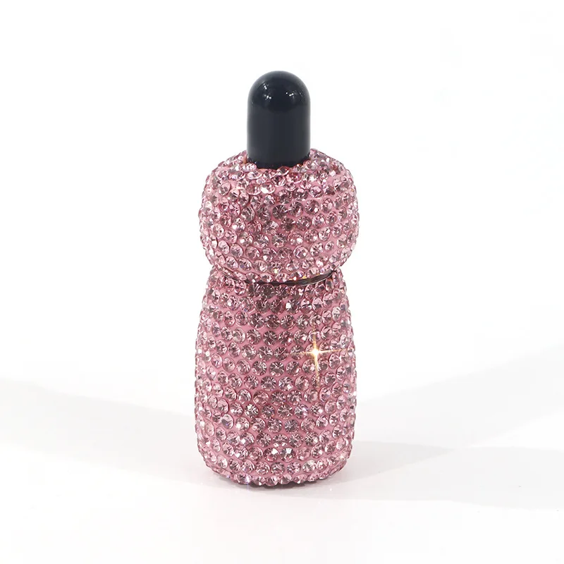 5ml Sparkling Rhinestone Essential Oil Lotion Split Bottle Portable Dropper Glass Jar Mini Sample Empty Reusable Storage Bottle 5