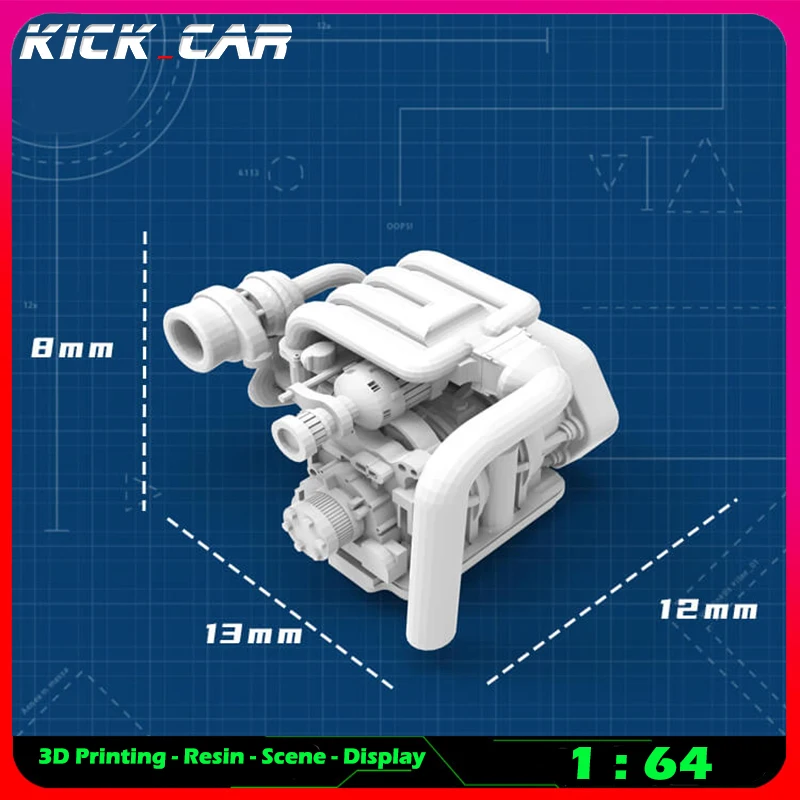 Kicarmod 1/64 Fahrzeug Motor Modell Auto Diorama Ungefärbtes Harz Garage Szene Reparatur Werkzeuge Dekoration Simulation Szene Spielzeug – Detail 4