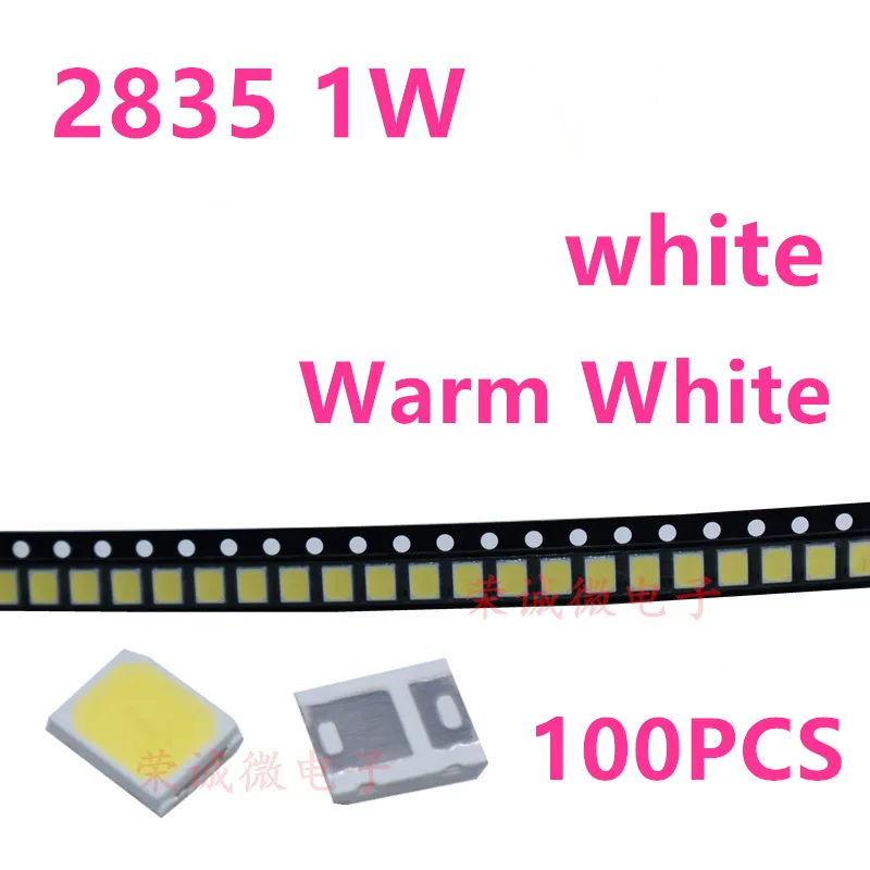 100pcs SMD LED 2835 White Chip 1W 3V 6V 9V 18V 115-125LM Ultra Bright Surface Mount LED Light Emitting Diode Lamp din surface mount box din cover frame white