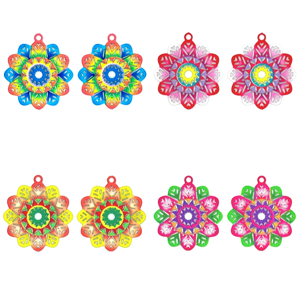 10pcs2022mmMulticolorFlowerFiligreeCharmsFashionDesignfor