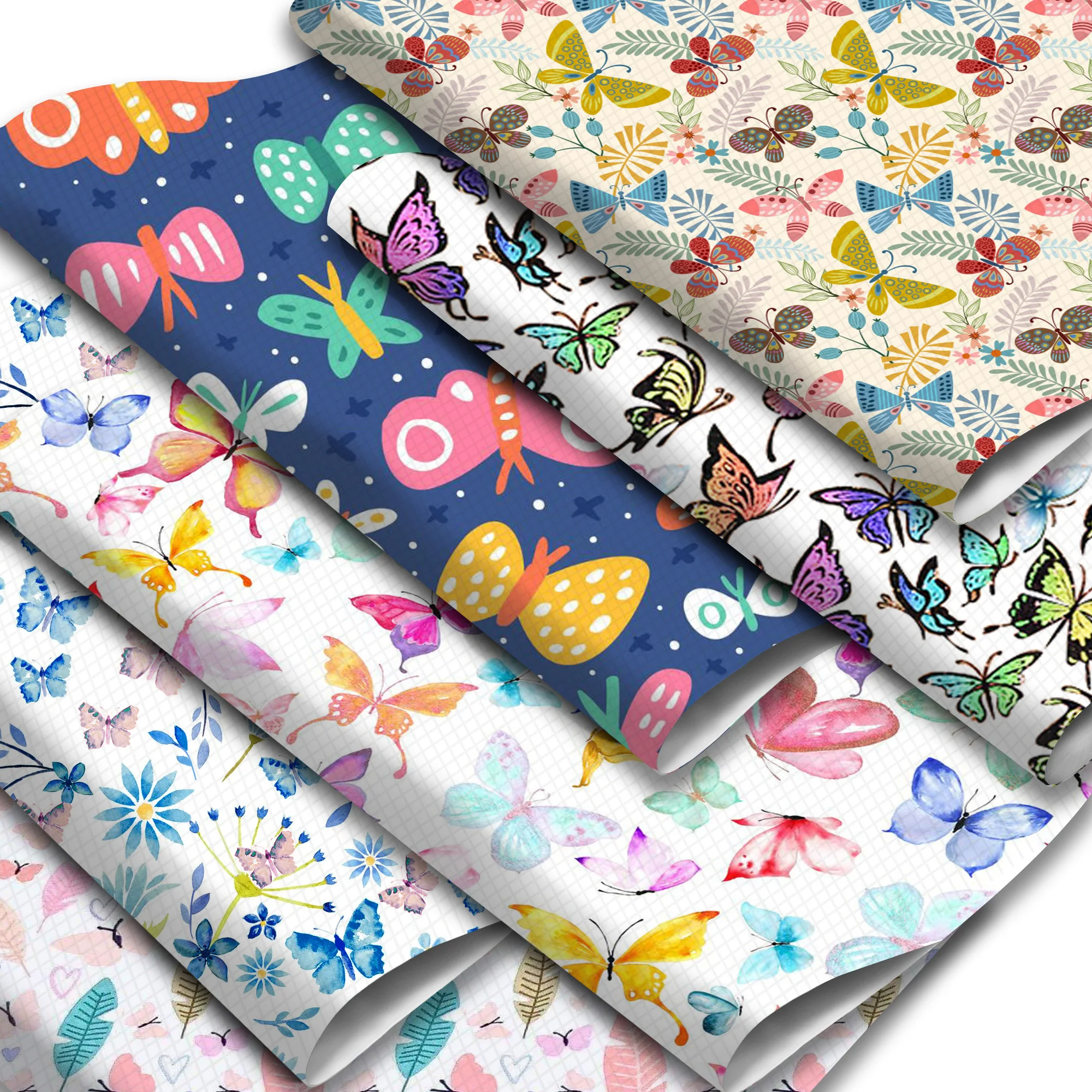 Printed Leather Sheets Flower Butterfly Pattern Printed Faux Leather Sheets Synthetic Leather Fabric Roll For DIY Earrings Handbags Pouches Hair Bows