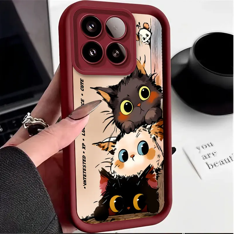 Cute Cat Print Pattern Silicone Protective Cover - Shockproof Flexible Case