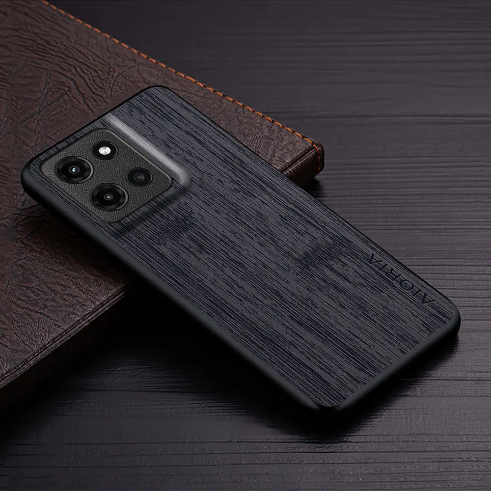Bamboo Wood Pattern Leather Phone Case with Classic Design