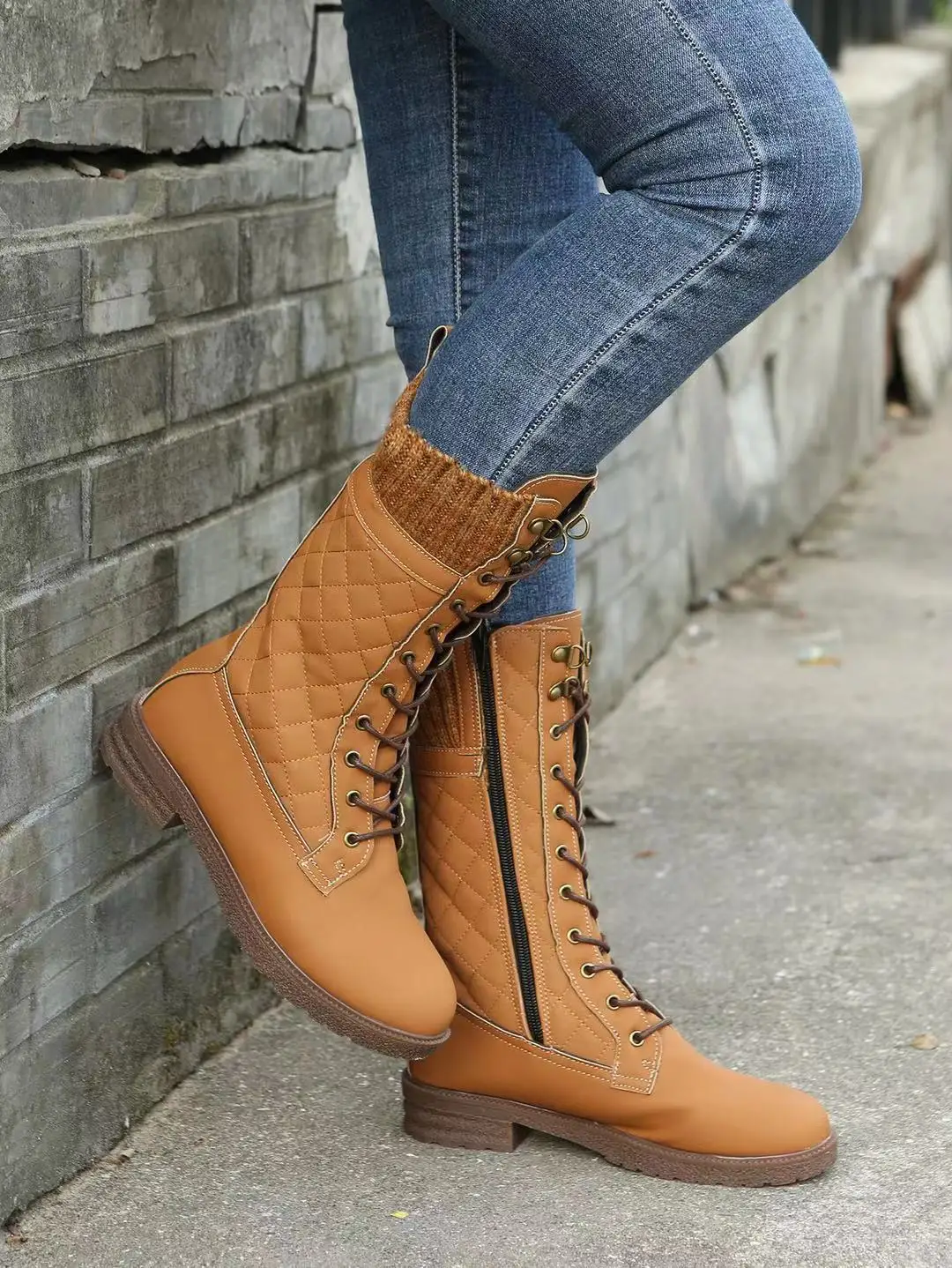 New 2022 women winter boots thicken fur snow boots women's leather shoes soft bottom high top winter shoes ladies non-slip boots