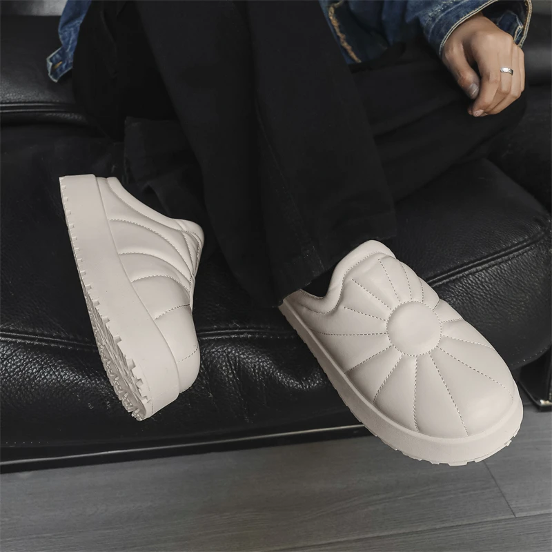 Winter Men's Classics Casual Slippers Fashion Height Increased Mens Waterproof Shoes High Quality Slip-on Outdoor Thick Bottom 2