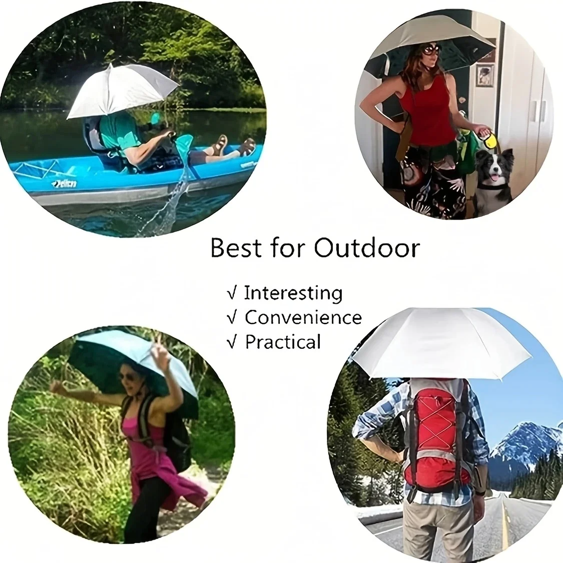 Large Foldable All-Weather Windproof Fishing Umbrella Hat - Head-Mounted Sunshade