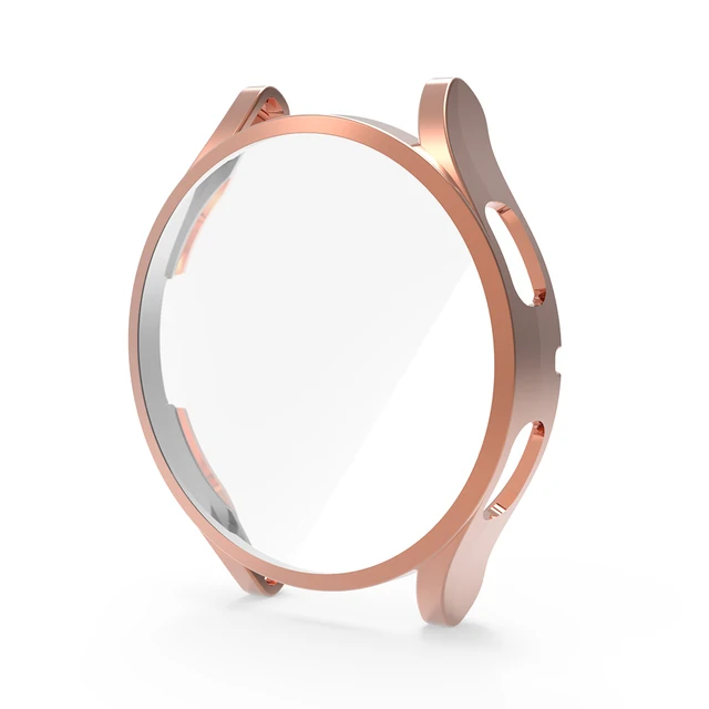 Full Cover Protective Case for Samsung Galaxy Watch 4 Accessories Soft TPU Screen Protector Galaxy watch 4 40mm 44mm Rose Gold
