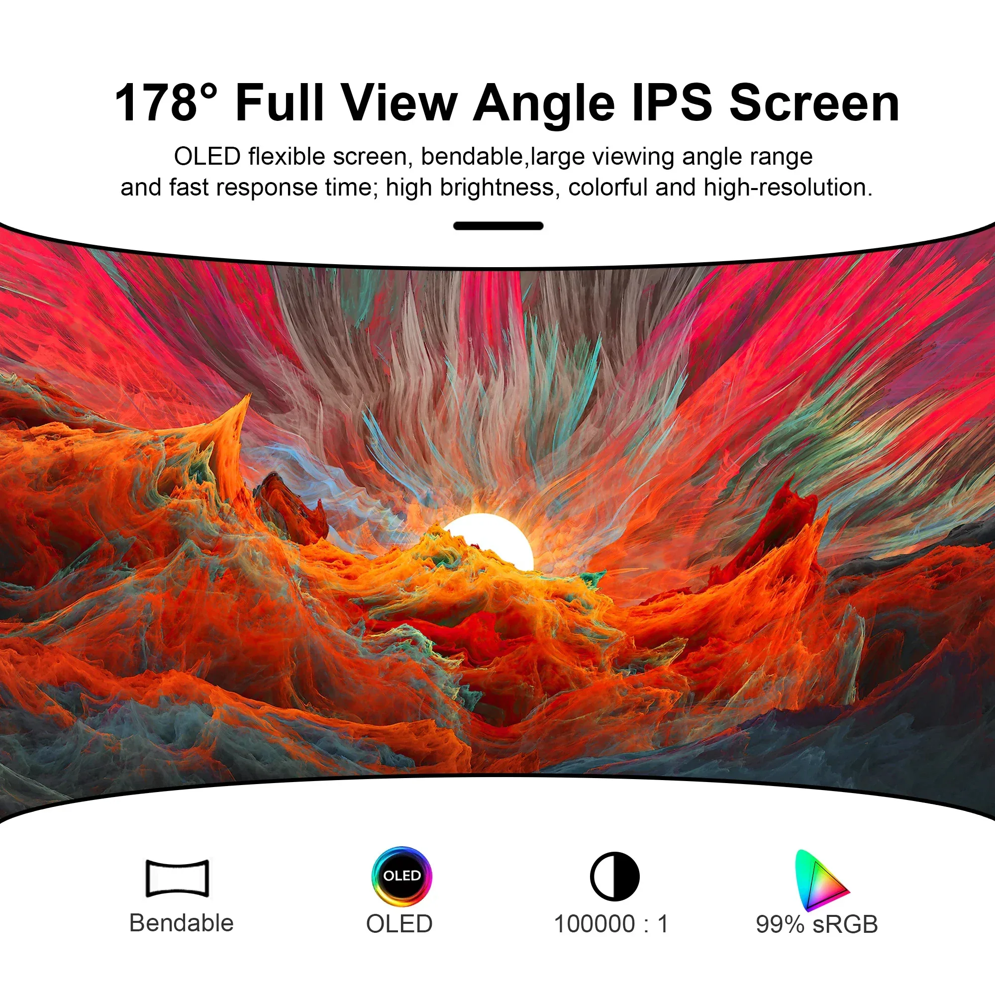 Wisecoco 7.8인치 OLED 디스플레이 플렉시블 IPS 1920x1440 AMOLED 울트라 슬림 벤더블 스크린 타입 C HDMI 플렉시블 스크린 (보드 포함)