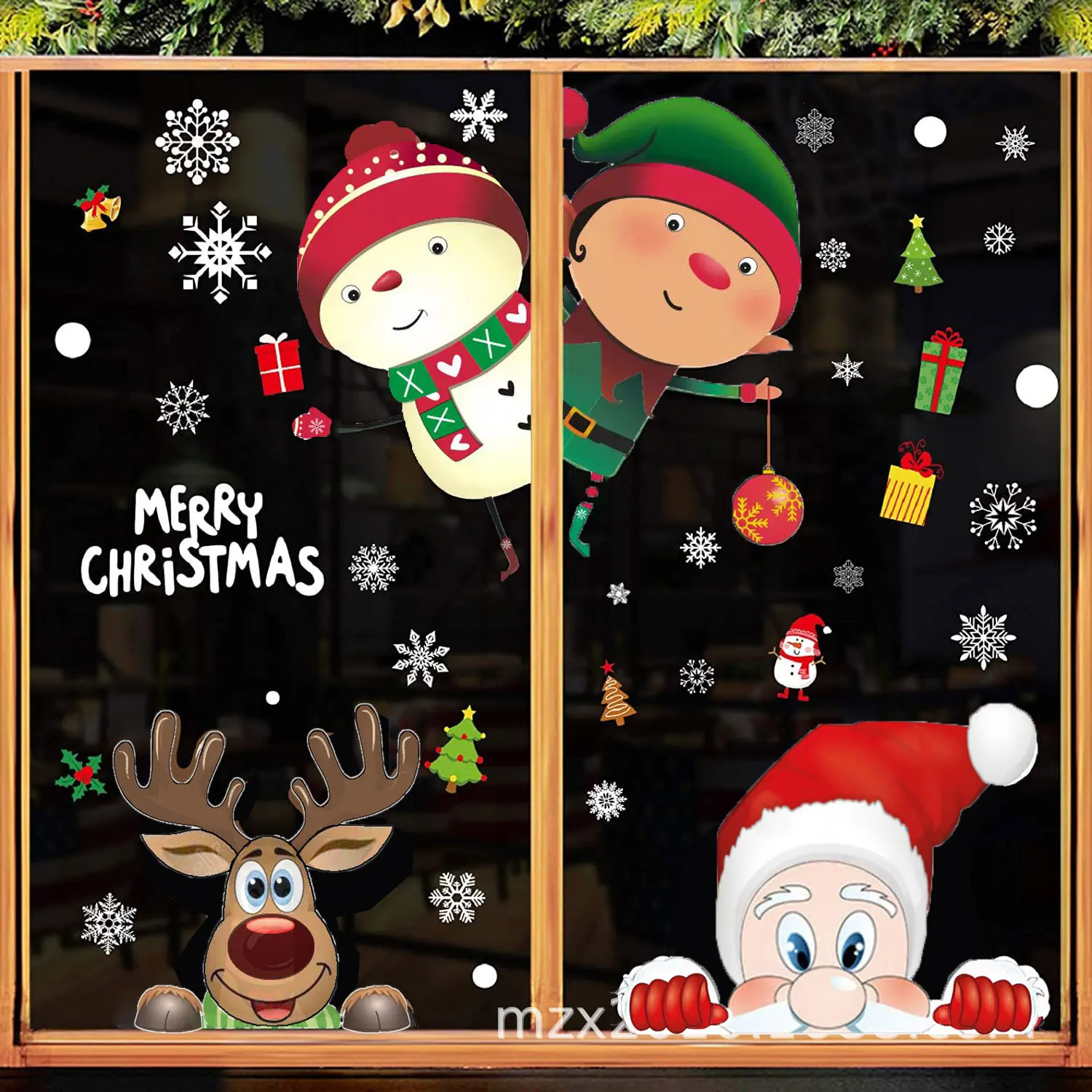 Christmas 2024 Stickers Santa Snowman Glass Stickers Decoration Snow  Stickers Window Stickers On Both Sides（2pc）Free Shipping - AliExpress