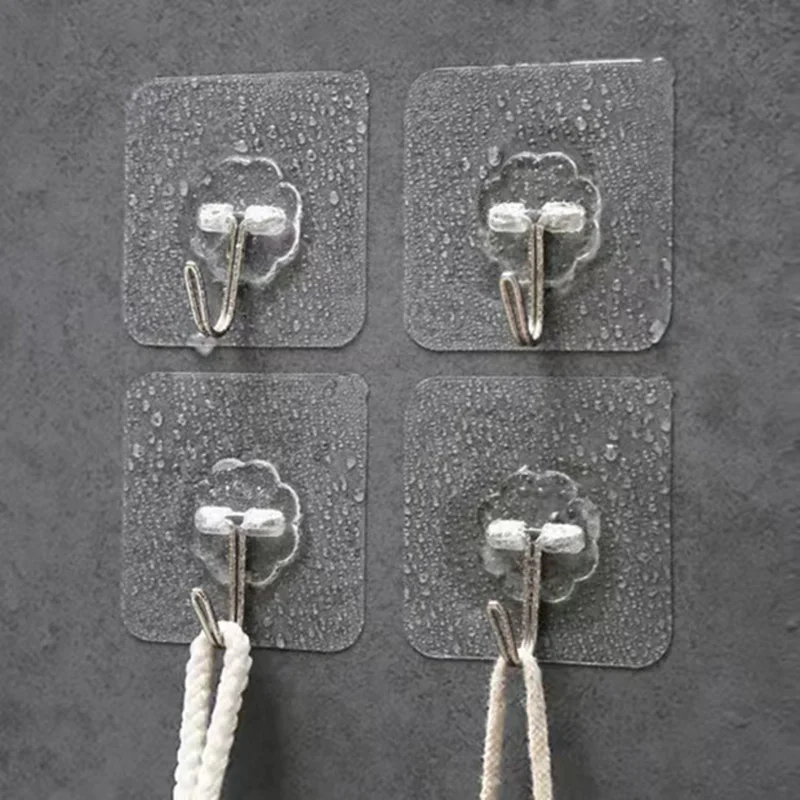 Transparent Wall Hooks Hangers Self Adhesive Door Wall Hangers Hooks Suction Heavy Load Rack For Kitchen Bathroom Accessories