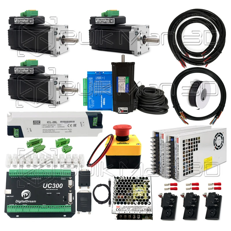 USB 4-Axis UC300 Controller Bundle with IHSV57 180W 3000rpm Servo Motors for ULTIMATE Bee, QueenBee, WorkBee usb 4 axis uc300 mach3 controller bundle with 4pcs nema23 high torque 2 45n m stepper motors for ultimate bee queenbee workbee