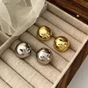Boucles d'oreilles rondes à grande boule en acier inoxydable pour femmes et filles, Punk, mode géométrique demi-métal, bijoux de fête tendance, cadeau