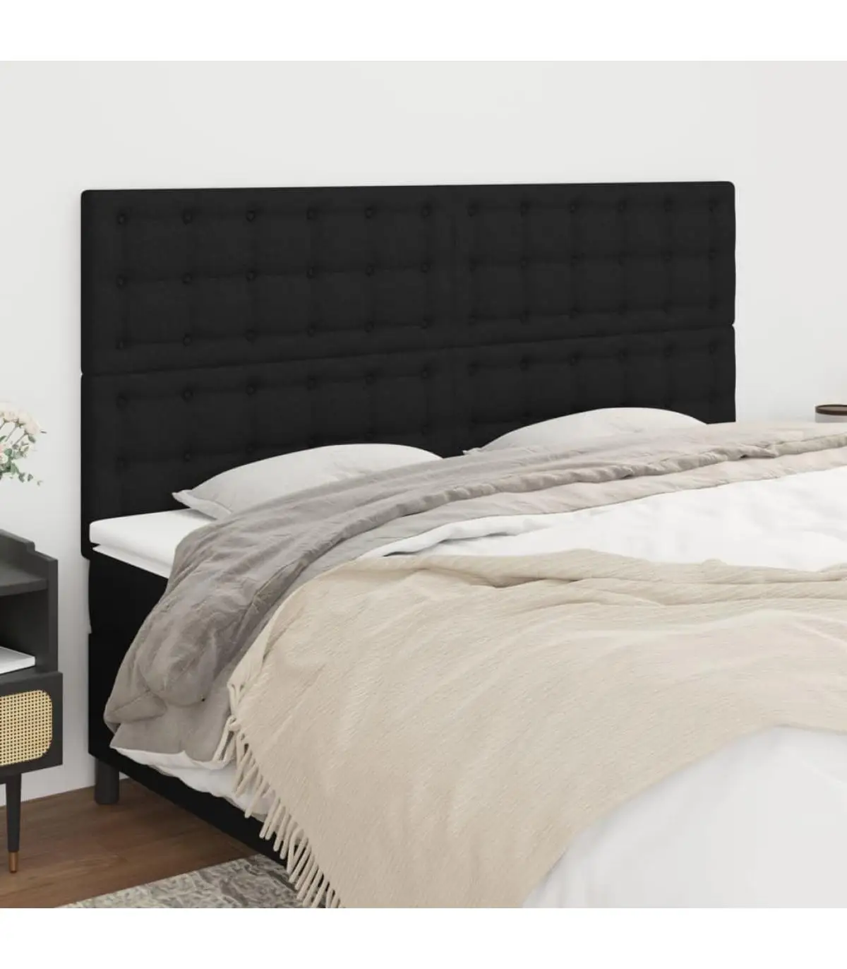 Headboardsandbedfeetheadboards4piecesofblackfabric80x5x7888