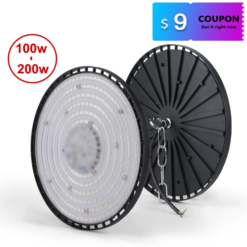 Суперъяркий светодиодный подвесной светильник UFO 200 Вт, В переменного тока, водонепроницаемый промышленный рынок, лампа для склада, гаража, мастерской, гаража