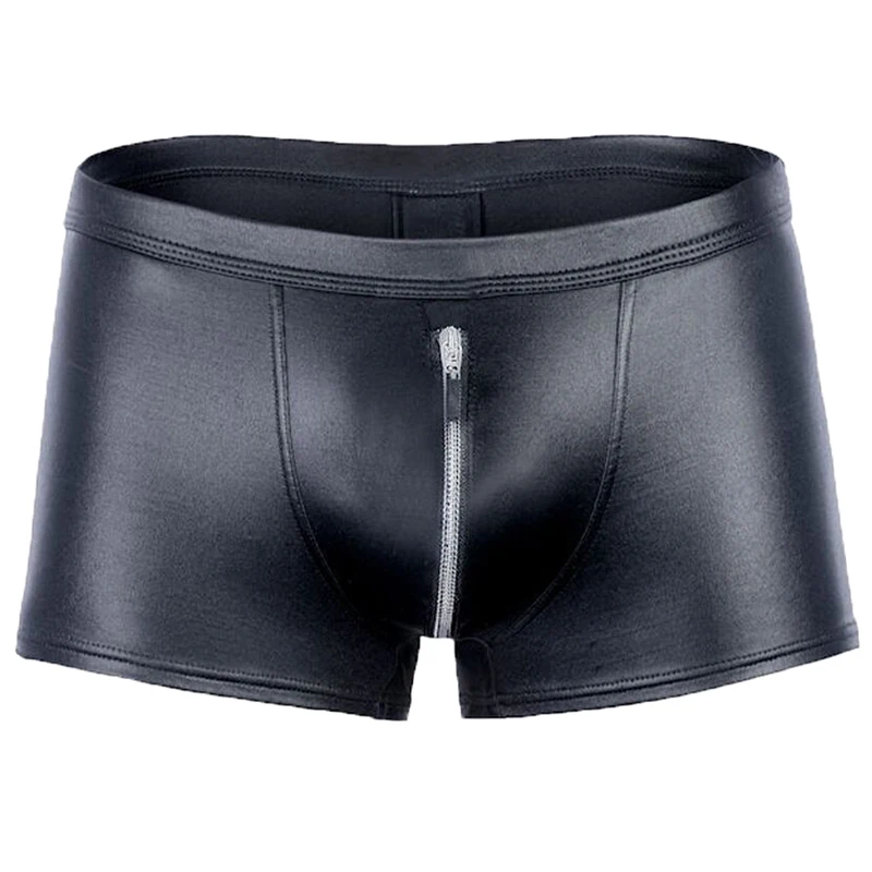 Suit Sexy Faux Leather Short Sleeve Tee T-shirt Tops Sex Gay Men Fetish Wear Undershirts Clubwear Costumes Party Clothing Shorts