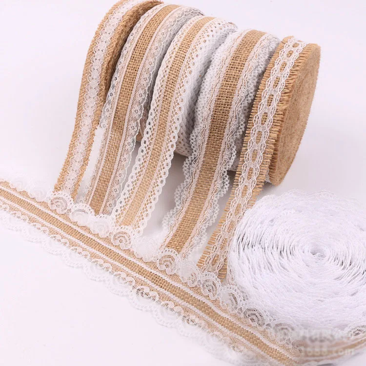 25mm Jute Burlap Ribbons One Meter Vintage Wedding Accessories Lace Jute Hessian Rustic Weddings & Events Birthday Party Favors