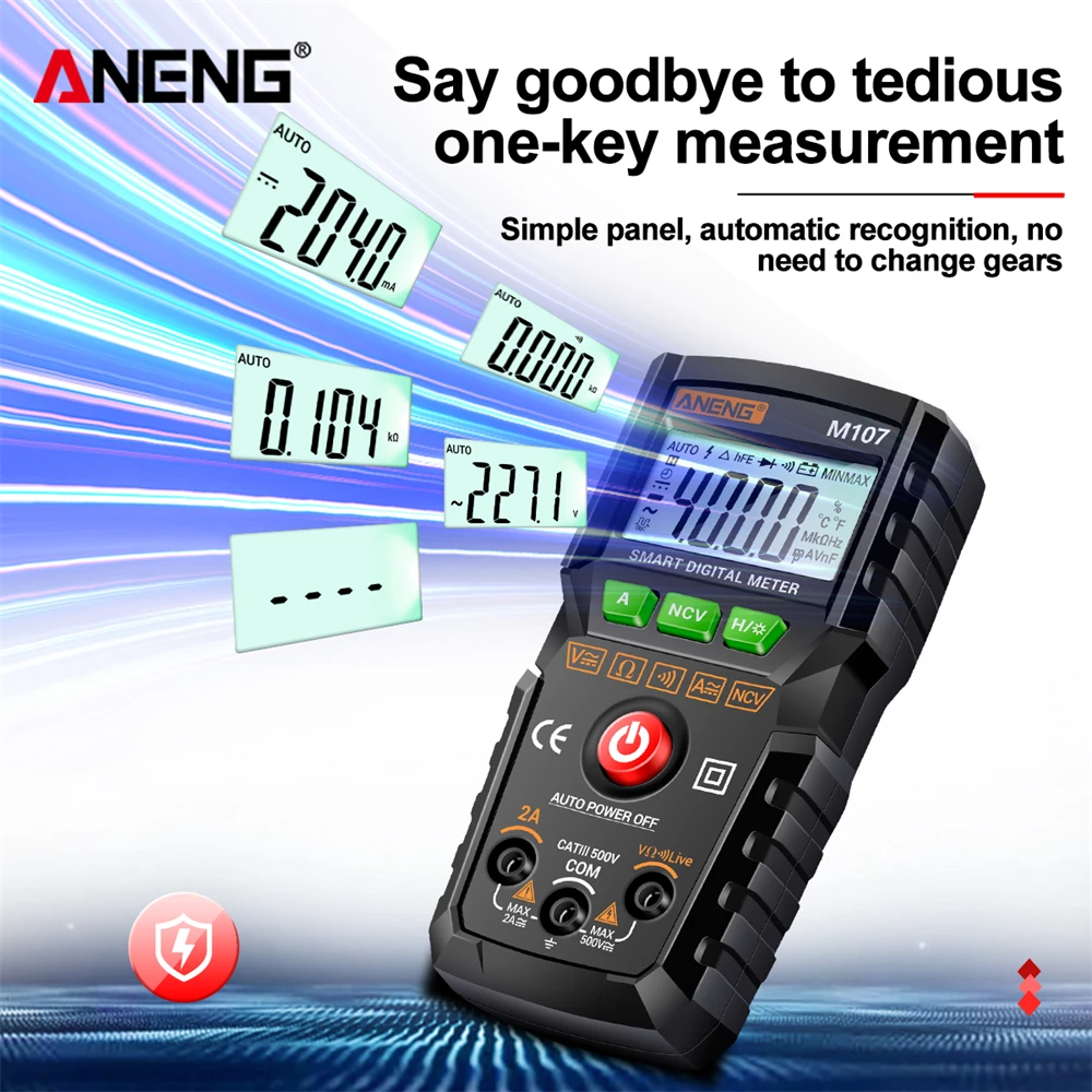 ANENG M107 Mini Smart Multimeter 4000 Count Digital Meter Professional Multi Function Electrician Tester Tools