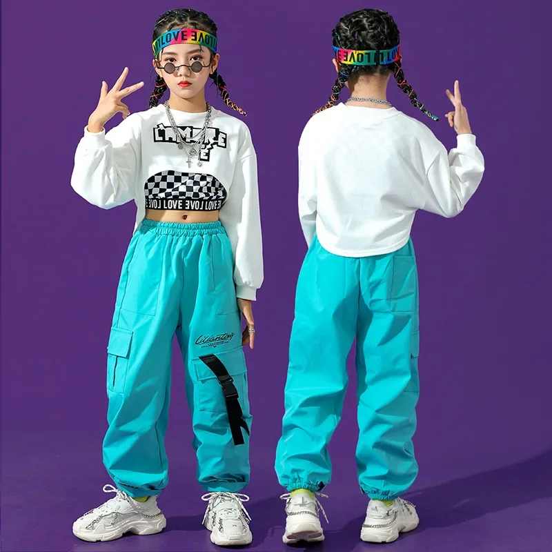 Ropa de baile callejero para niñas, Top corto, Joggers, pantalones