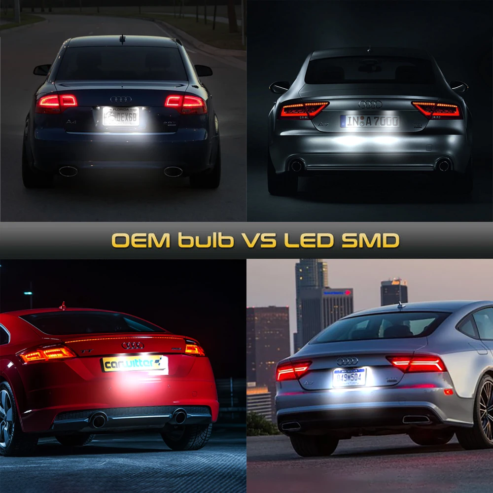 2Pcs Car LED Tail License Plate Light Number Lamps For Audi A4