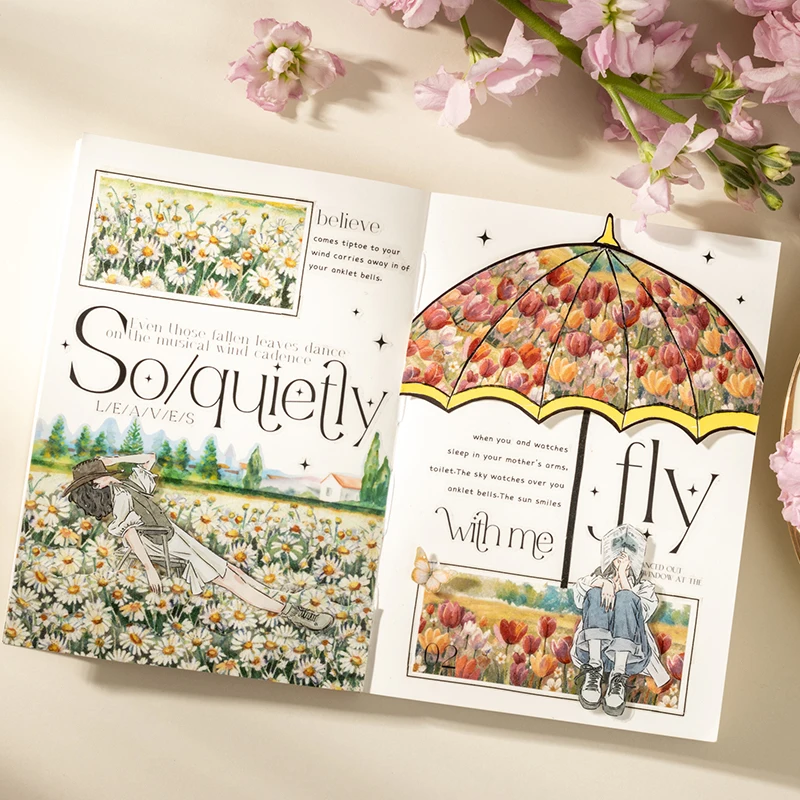 8PCS/LOT 꽃의 바다 시리즈 귀엽고 사랑스러운 장 접착 종이 마스킹 와시 테이프