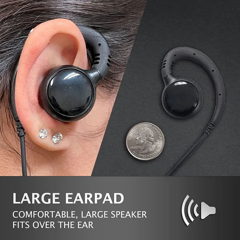 RISENKE-C Shape Swivel Headset, Earpiece Earphone with PTT Mic for Motorola CP100 CP200D CLS1110 CLS1410 EP450 GP308