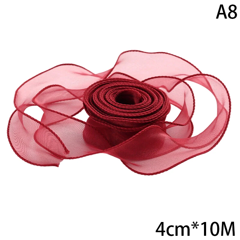 Cinta Rosa Con Perlas De 40mm X 5 Yardas - Organza Transparente, Cola De Pez, Para Manualidades, Regalos, Bodas