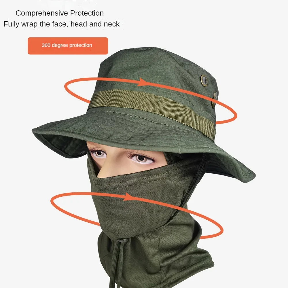 

Camouflage Tactical Neck Tube Cap US Army Military Boonie Hat Summer Sun Protection for sports Jungle Hunting fishing Camping