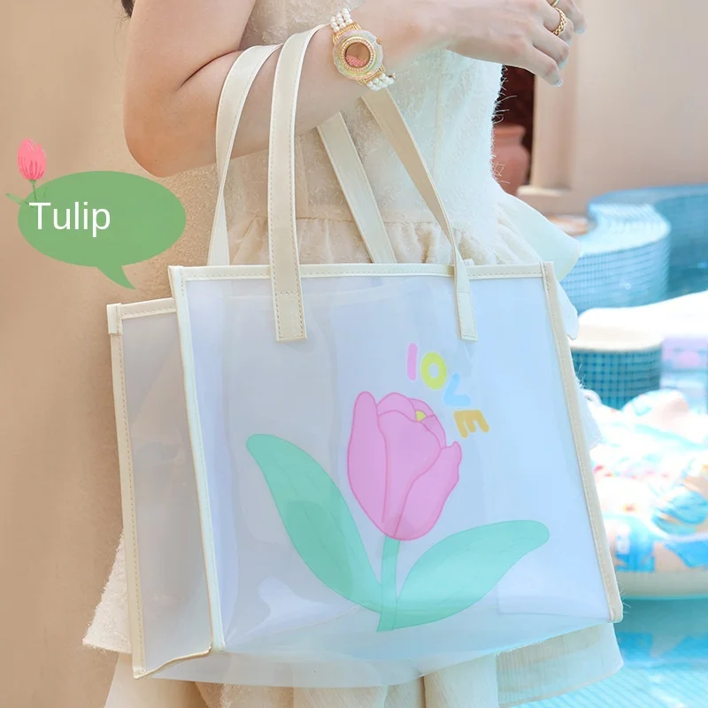 Bag Female Summer Jelly Beach Bag Transparent Hand Bag PVC Storage Bag Niche Portable Handbag Shoulder Bag
