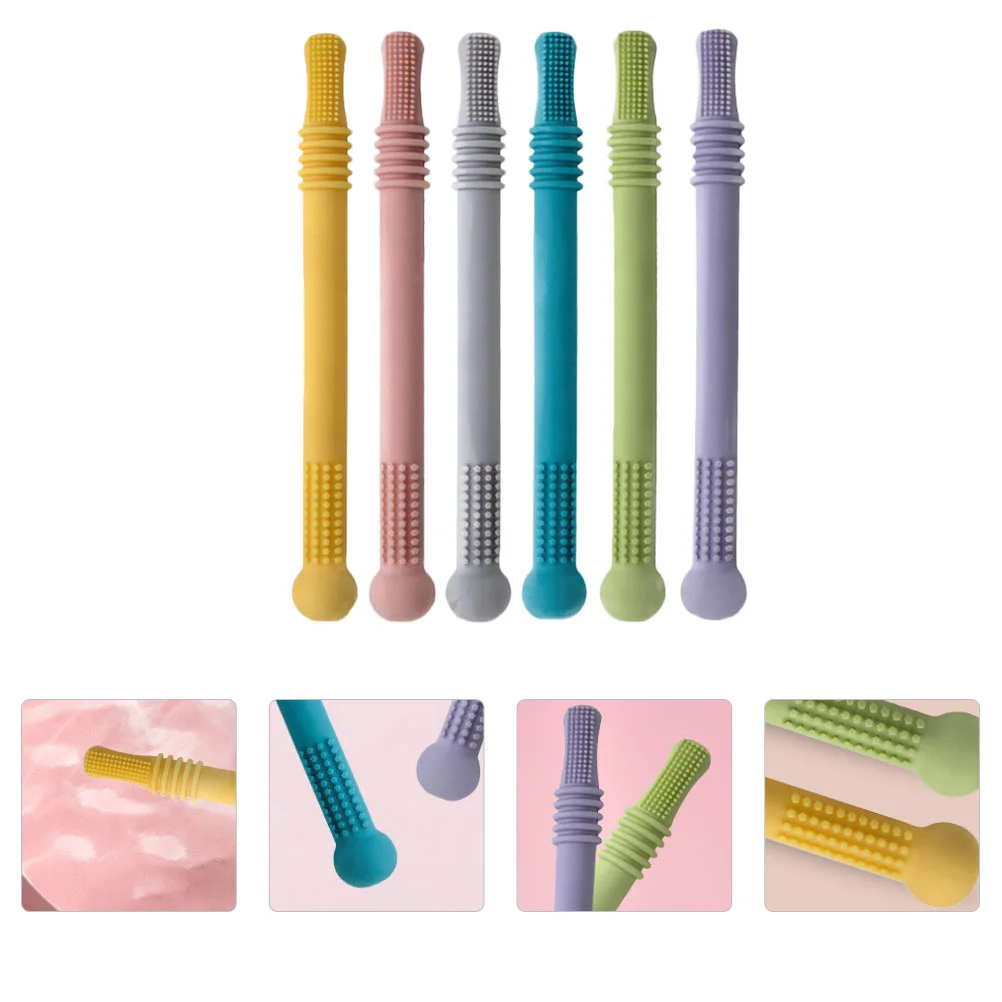 

6Pcs Baby Molar Toys Teething Straw Playthings Newborn Hollow Teething Sticks