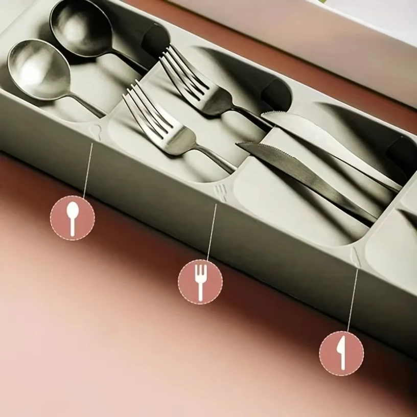 Multi-purpose Cutlery Storage Tray Cutlery Fork Spoon Compartmentalized Organizer Kitchen Drawer Categorized Storage Boxes storage tray cutlery organizer flatware organizer silverware organizer