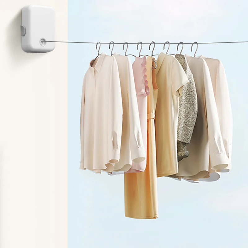 

Wall Mounted Retractable Drying Rack, Laundry Hanger, Drying Rack, Rope Clothesline, Indoor and Outdoor Clothes Storage, Punch F
