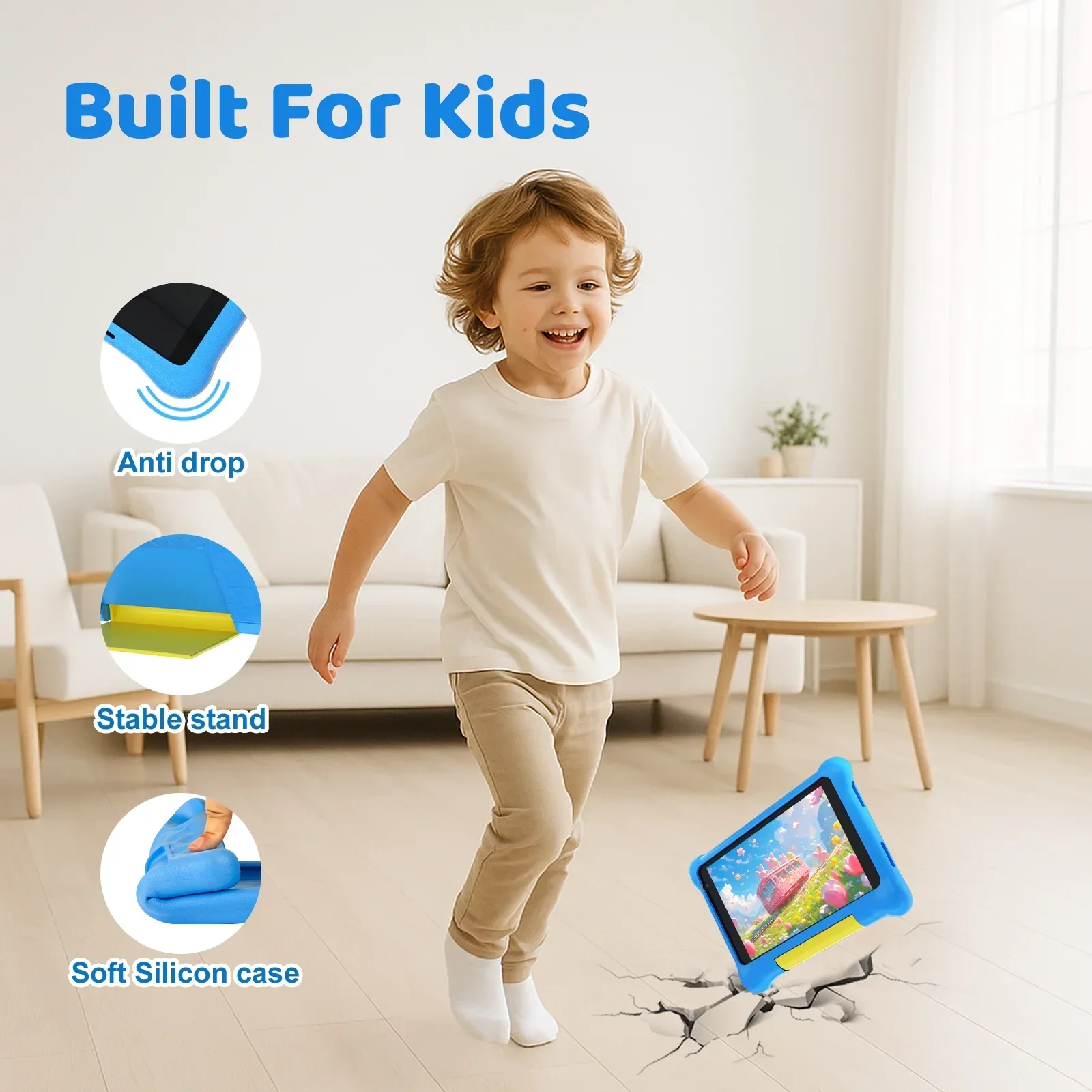 URAO 7 Inch Kids Learning Tablet Bundle Writing Board Drawing Tablet Headphones Stylus Bag Parental Controls Android13 5GB+32GB 6