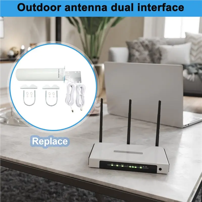 LC-4G LTE 안테나 SMA 외부 안테나 3G 4G 실외 안테나 10-12Dbi(3G 4G 라우터 모뎀용 듀얼 SMA 커넥터 포함)