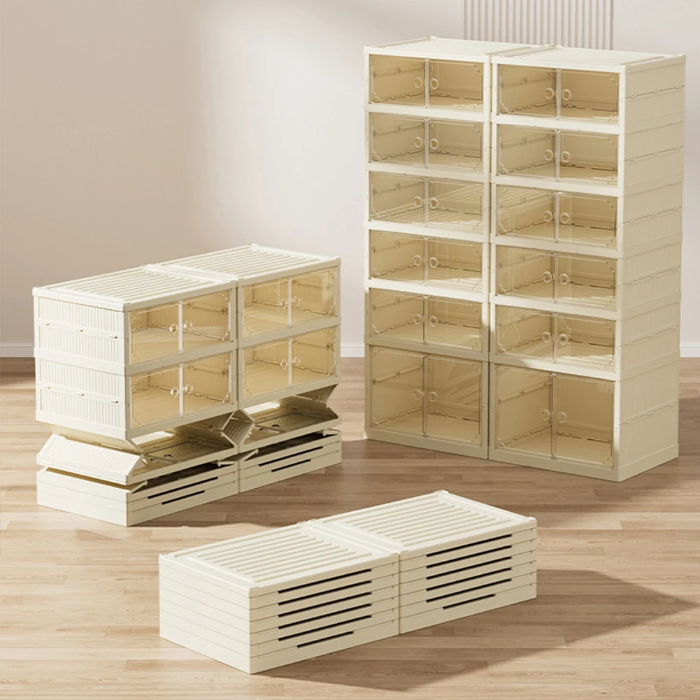 8+1 Layers Foldable Shoes Box Thickened Plastic Sneaker Shoe Storage Box Dustproof Stackable Cabinet Shoe Organizers Rack Shelf