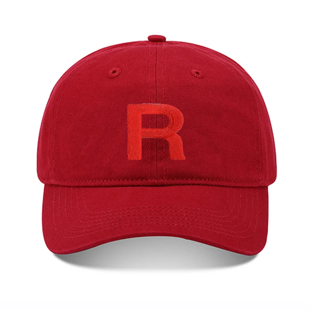 Lyprerazy Baseball Caps Team Rocket Unisex Embroidery Baseball Cap Washed Cotton Embroidered Adjustable Cap 5