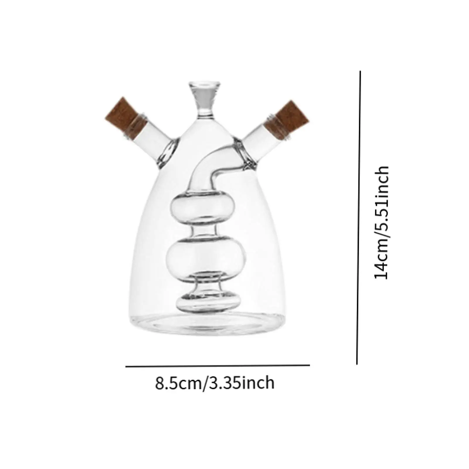 Oil and Vinegar Glass Bottle Clear Kitchen Cooking Container for Kitchen Double Pourer Spout Stoppers 2 in 1 for Cooking