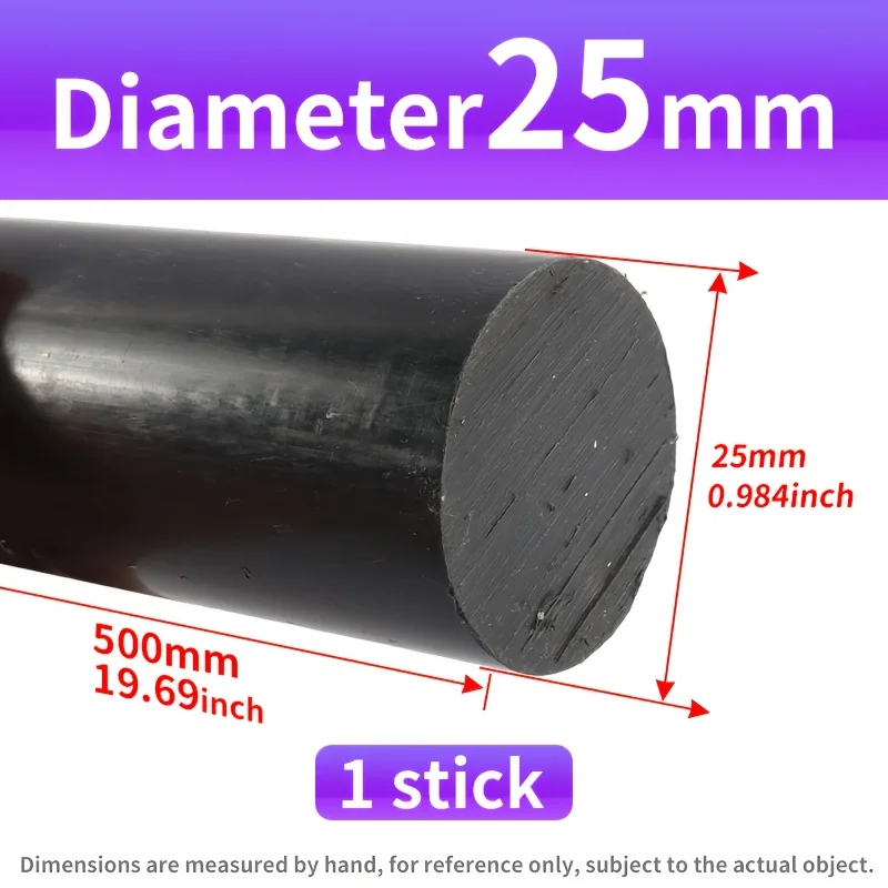High-Density PA6 Nylon Rod 15/20/25/30x500mm, Wear-Resistant for Auto/Gears/Bearings/Cleaner