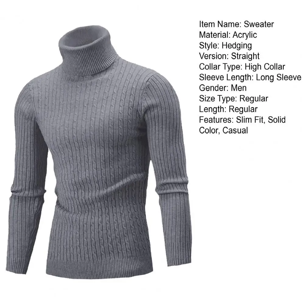 Description Picture 6 of itemTurtleneck Tee for Layering Stylish Layering Option Slim Fit Men's Turtleneck Sweater for Autumn Winter Solid Color for Winter