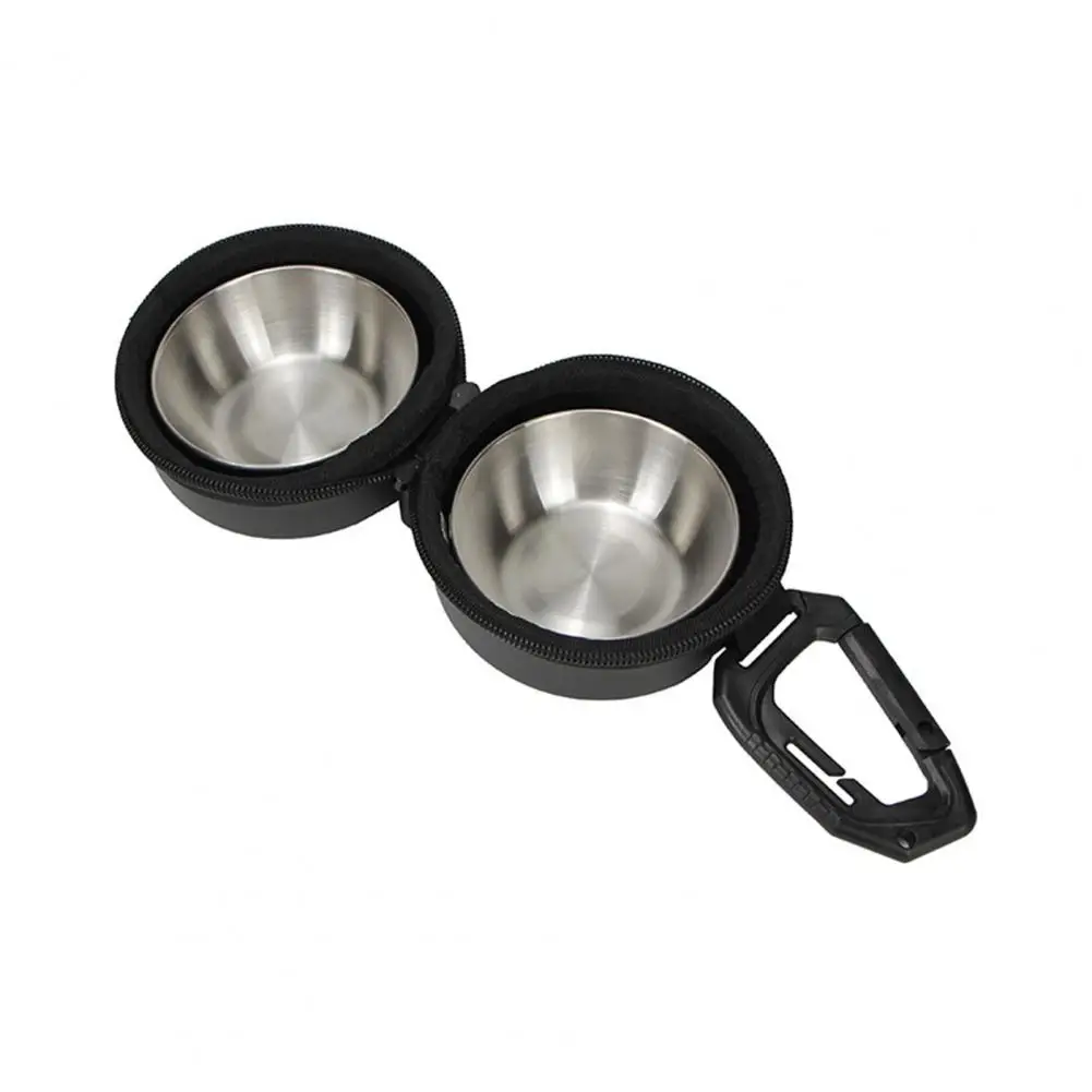 Pet Feeding Station with Stainless Steel Bowls Portable Dog Bowl Set with Storage Case Stainless Steel for Camping for Outdoors