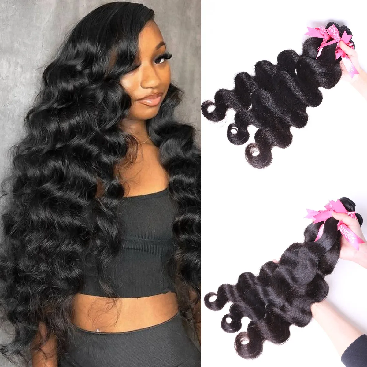 Body Wave Human Hair Bundles 1/3/4 Pieces Natural Black Cheap Remy Brazilian Human Hair Extensions 8-32 Inch