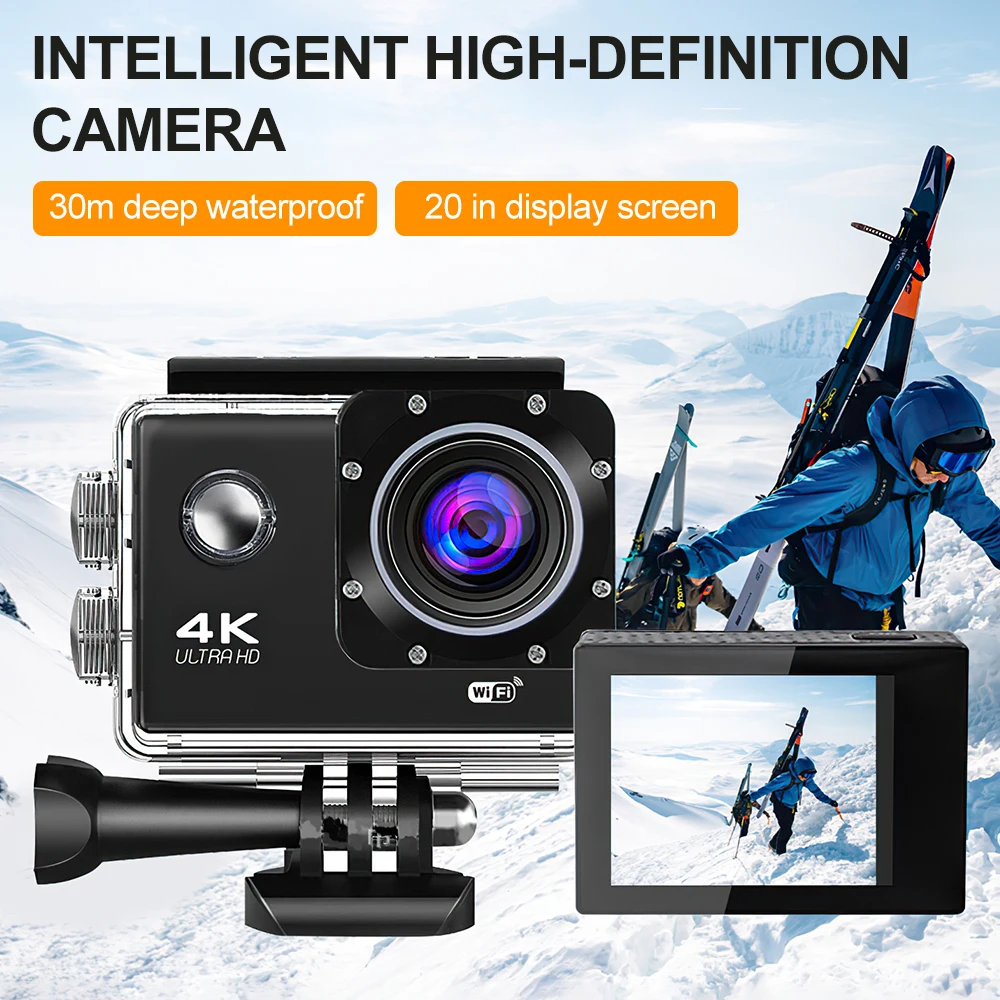 4K Action Camera Underwater Video Recording Helmet Cam Waterproof 2.0-inch Screen WiFi Sports Camera DV Camcorders Recorder