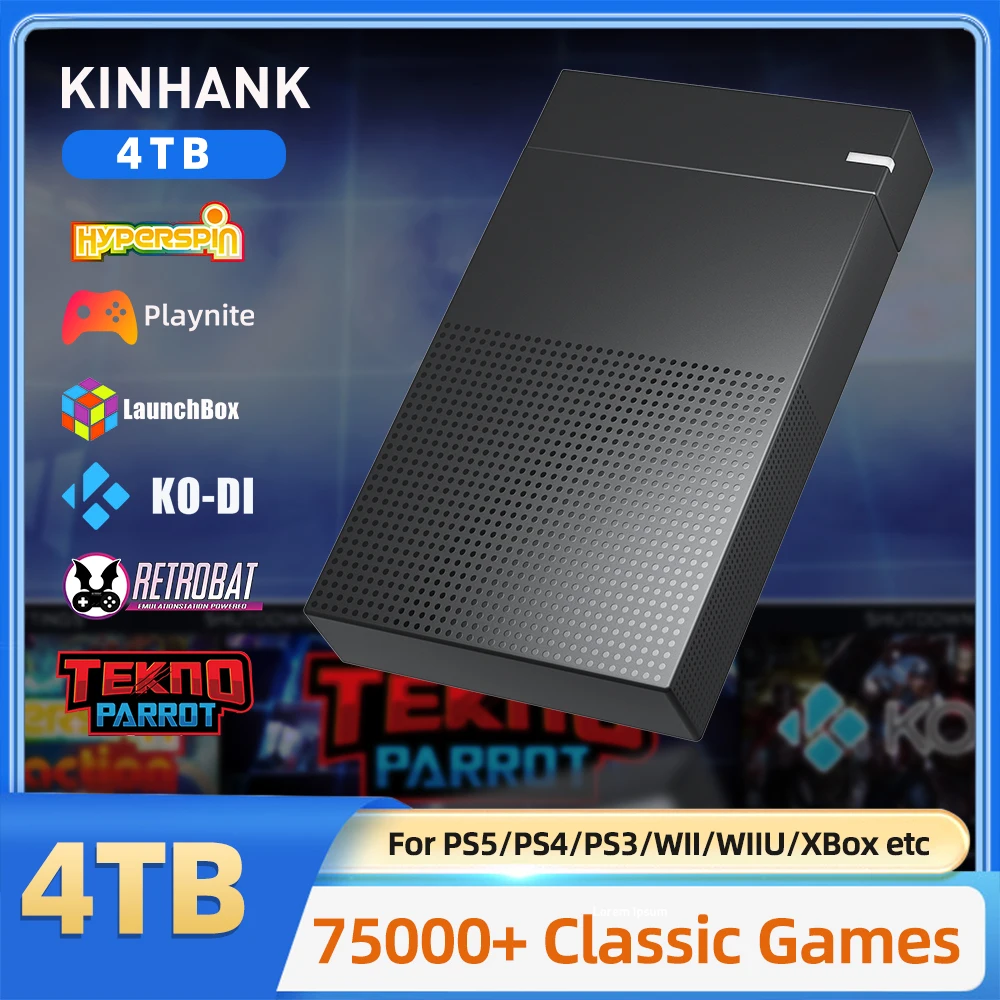 KINHANK 4T Gaming HDD with Launchbox Hyperspin Playnite Retrobat
