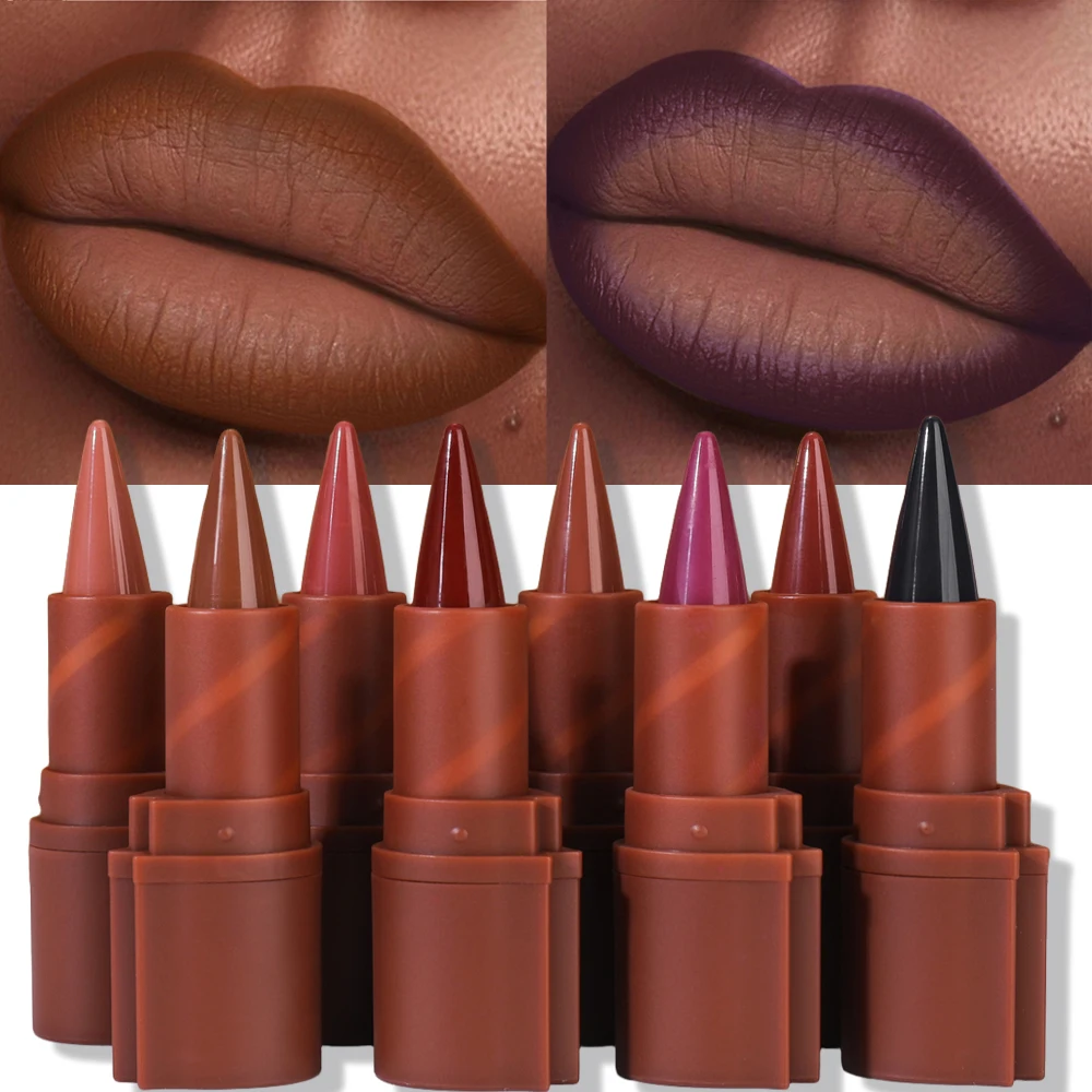 Dark Purple Waterproof Matte Lipliner A Dual-purpose Durable Lipstick With Tapered Tip Easy To Outline No Smudge Lip Makeup
