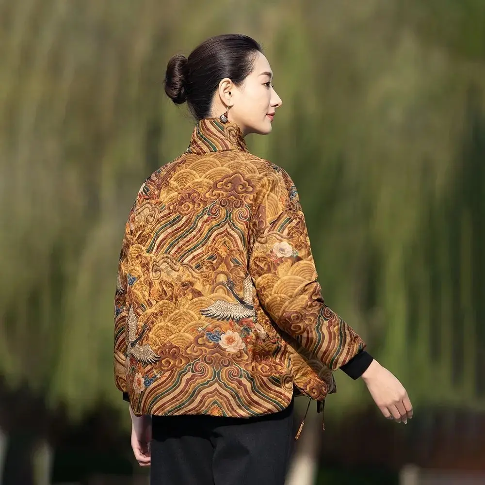 chinese style vintage tangsuit coat autumn winter hanfu top women elegant women chinese vintage padded coat a779