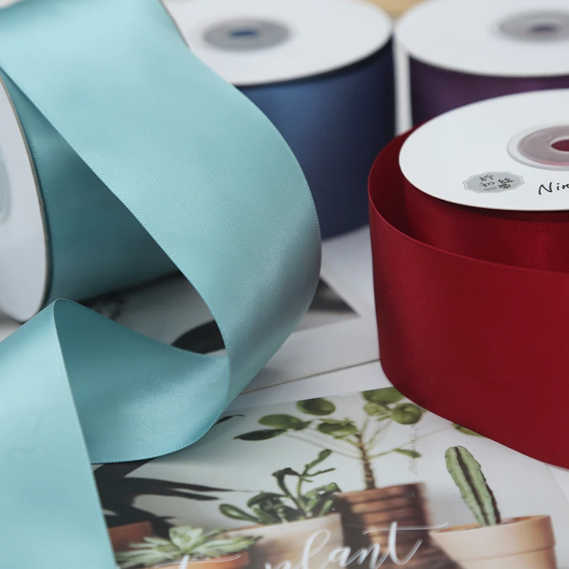 5cm Double Face Silky Polyester Satin Ribbon Christmas Wedding Birthday Party Valentine's Day Gift Flower Cake Box Decoration