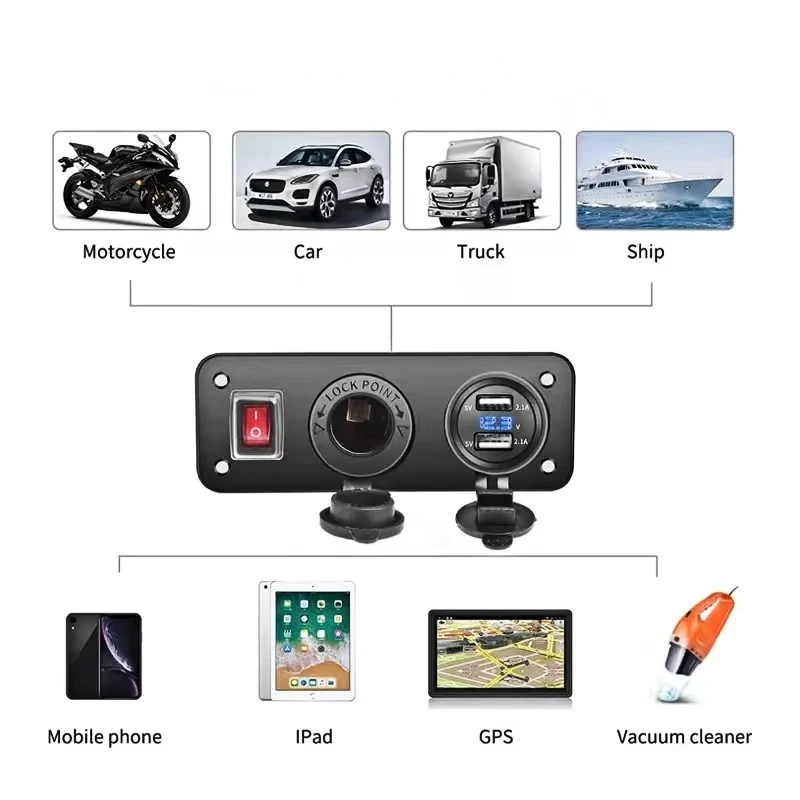  3 In 1   , 4.2A  USB ڵ , 12v USB ,  а  