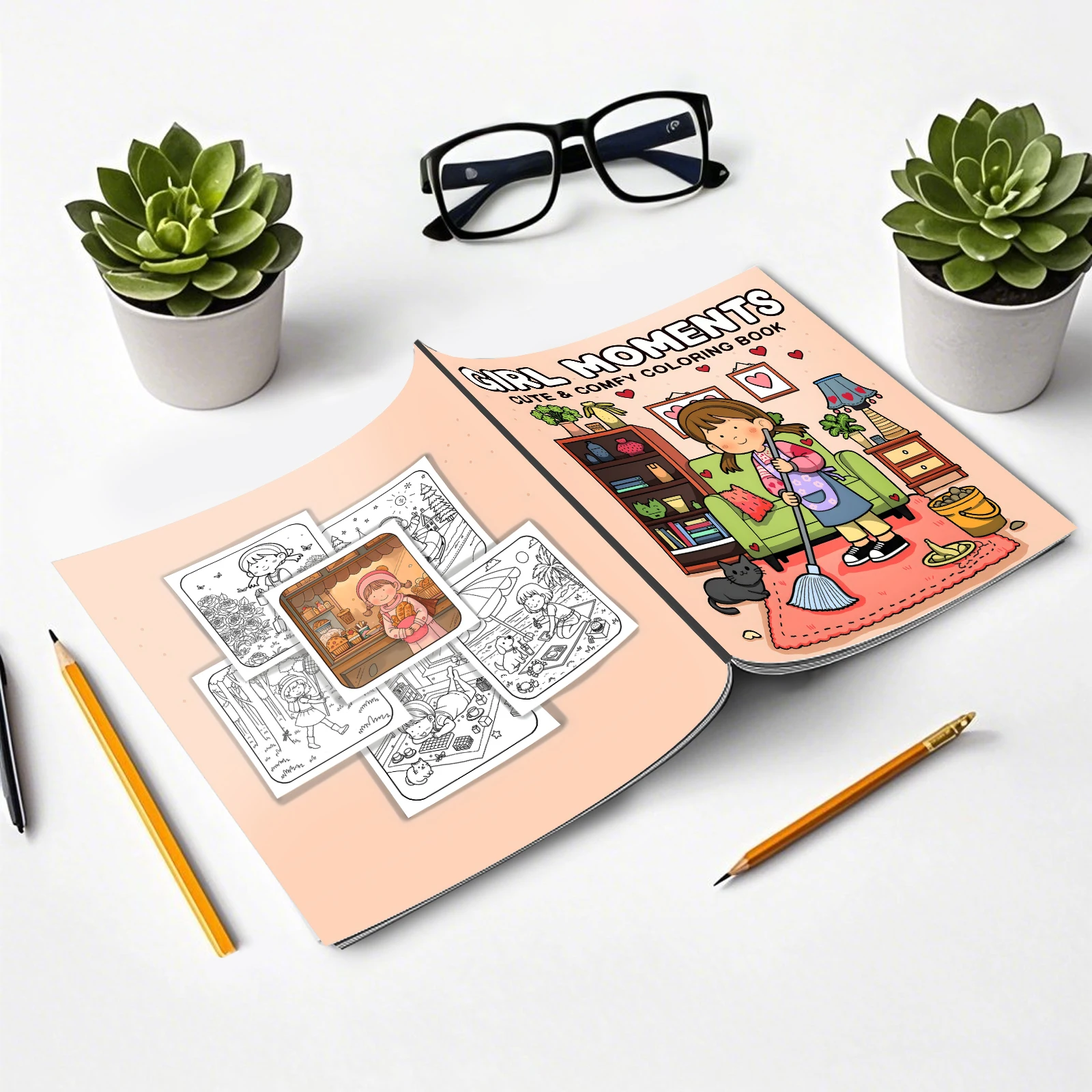 GIRL MOMENTS Bold-easy Patterns Coloring Book for Adults and Teens Cute Drawing Book Perfect Gift for Party Birthday 4